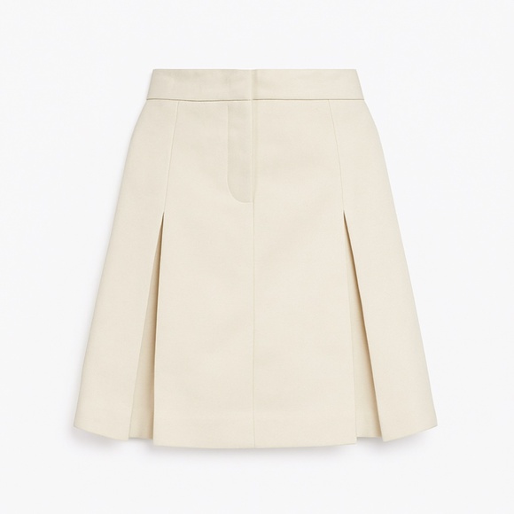 CO. Pleated slub-twill mini skirt Size 6 Ivory - Picture 1 of 2